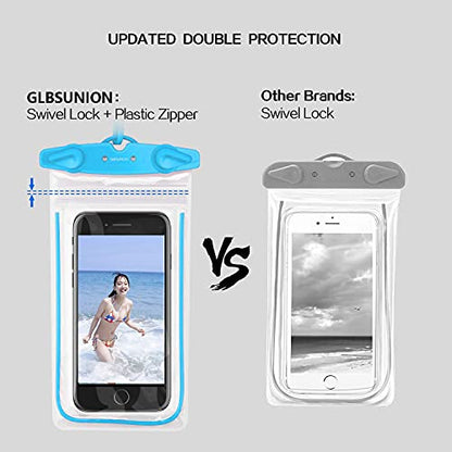 Universal Waterproof Phone Pouch, 4 Pack Waterproof Phone Case Dry Bag with Neck Strap Luminous Ornament for Water Games Cruise Essentials for iPhone 17 16 15 13 Pro Max Plus Galaxy Google up to 7.5"