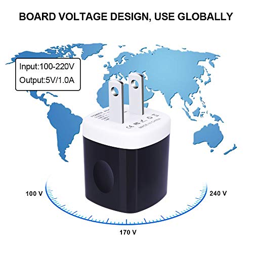 Wall Adapter, USB Wall Charger 6 Pack, UorMe 1A 5V Single Port USB Plug Power Adapter Compatible iPhone 14 Plus 13 12 11 Xs XR X 8, Samsung Galaxy S22 Ultra S22+ S22 A21 S10e S9 Note 20,Google Pixel 6 - color: 6-black