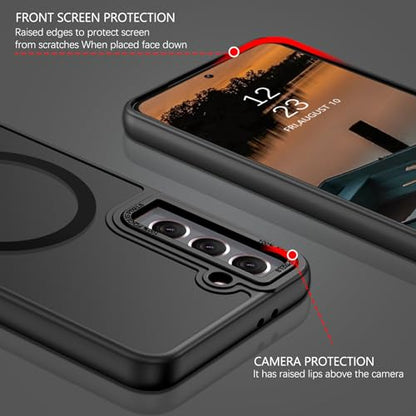 GUAGUA for Samsung Galaxy S21 5G Magnetic Slim Translucent Matte Skin Feeling Shockproof Protective Case for Galaxy S21 6.2 Inch, Black - color: Black