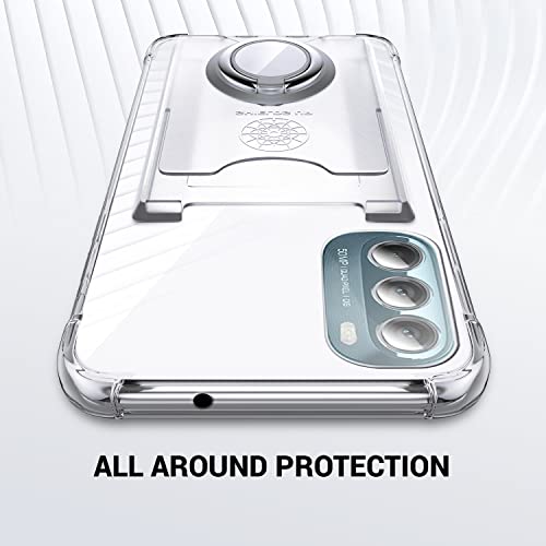 Shields Up for Moto G Stylus 5G 2022 Case with Card Holder, Clear | Minimalist Wallet Case, 3 Card Slots, 360° Rotation Ring Stand/Kickstand, Drop Protection Protective Cover - size: Moto G Stylus 5G 2022