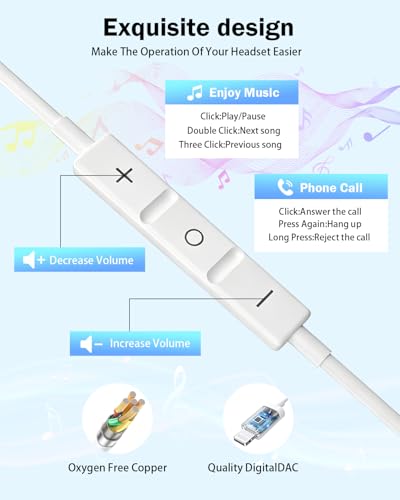 [Apple MFi Certified] Lightning Earbuds for iPhone, 2-Pack Wired Headphones - color: L-Ivory White