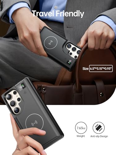 NEWDERY Battery Case for Samsung Galaxy S25 Ultra, 10000mAh Charger Case | Portable Power Bank,Qi Wireless Charging,20W USB C Fast Charging,LED Display,Data Sync Supported,Rechargeable Battery Pack - size: For Galaxy S25 Ultra 6.9"