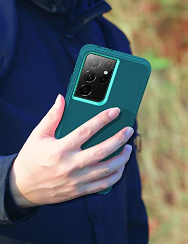 MXX Case Compatible with Galaxy S21 Ultra Case, 3-Layer Super Full Heavy Duty Body Bumper Cover/Shock Protection/Dust Proof, Designed for Samsung Galaxy S21 Ultra 5G 6.8 Inch 2021 (Turquoise) - color: Turquoise
