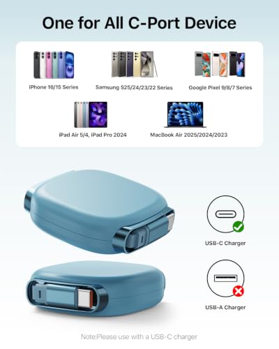 240W Retractable USB C Cable,3.3ft,Ocean Blue,2Pack - color: Ocean Blue, size: 2Pack-3.3ft