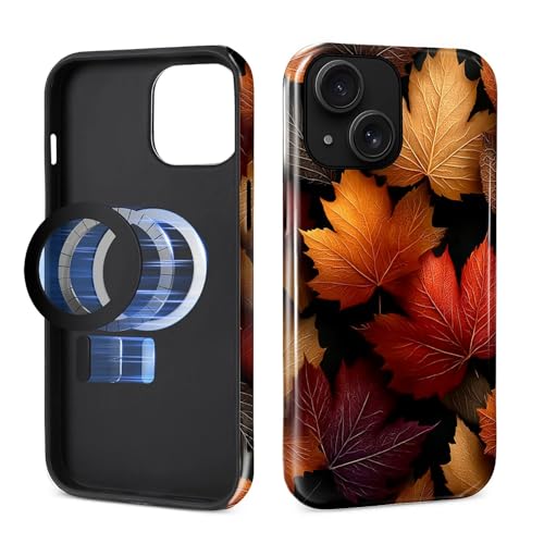 Magnetic Phone Case for iPhone 13/14,Compatible with MagSafe,Durable 2 Layers Full Covered Shockproof Protective Cover-Autumn Maple Leaves - color: Autumn Maple Leaves, size: iPhone 13/14