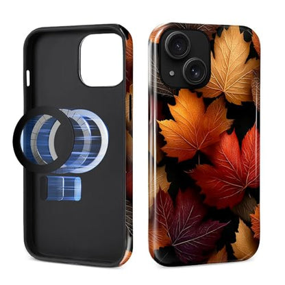 Magnetic Phone Case for iPhone 13/14,Compatible with MagSafe,Durable 2 Layers Full Covered Shockproof Protective Cover-Autumn Maple Leaves - color: Autumn Maple Leaves, size: iPhone 13/14
