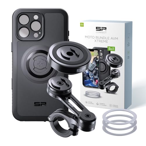 SP CONNECT Moto Bundle II AVM Xtreme | SPC+ |Compatible with iPhone 16 Pro Max | Phone Mount for Motorcycle | Motorcycle Phone Holder | Handlebars - style: for iPhone 16 Pro Max