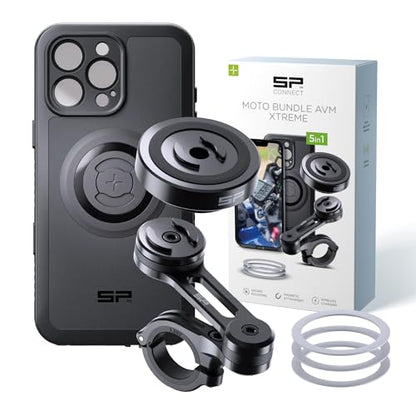 SP CONNECT Moto Bundle II AVM Xtreme | SPC+ |Compatible with iPhone 16 Pro Max | Phone Mount for Motorcycle | Motorcycle Phone Holder | Handlebars - style: for iPhone 16 Pro Max