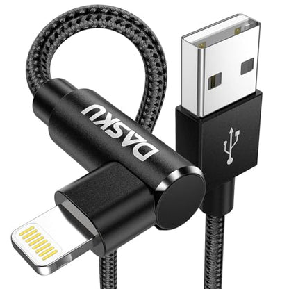 iPhone Charger Cable [MFi Certified] Right Angle Lightning Cable 3FT 2 Pack - color: Black, size: 3FT, style: USB-A