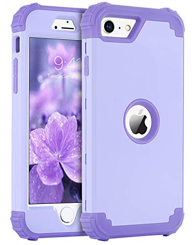 BENTOBEN for iPhone SE 2022 Case and iPhone SE 2020 Case, Heavy Duty 3 in 1 Full Body Rugged Shockproof Hybrid Hard PC Soft Rubber Case for iPhone SE 3rd/2nd Gen, Light Purple/Lavender - color: A Light Purple/Lavender