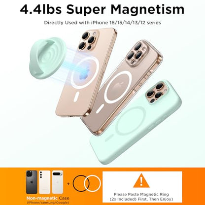 Magnetic Phone Grip for MagSafe, Silicone Ring Grip, Mint Green - color: Mint Green