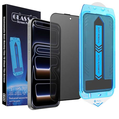2-Pack Privacy Screen Protector for iPhone 17 Pro Max 6.9-inch, 9H Tempered Glass, Full Coverage, Anti-Fingerprint, Auto Dust-Elimination, No Bubble, Easy Installation - size: for iPhone 17 Pro Max