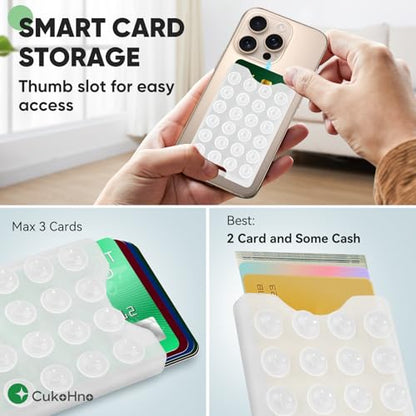 Suction Phone Card Holder Adhesive Mount,Up to 3 Cards,Transparent - color: Transparent