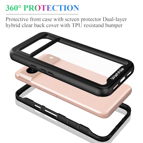 Compatible with Google Pixel 8 Case, Built in Screen Protector Full Body Shockproof Slim Fit Bumper Protective Phone Cover Men Women-Black/Clear - size: Google Pixel 8