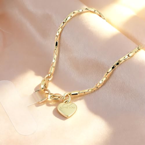 Phone Wrist Strap Metal Phone Chain Wristlet, Gold Phone Strap - color: Gold, size: Short