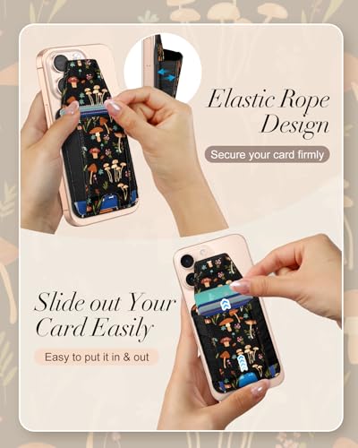 Shorogyt Compatible with Magsafe Wallet with Flap Cover, Mushroom Flower - color: Mushroom Flower