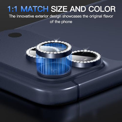Suoman for iPhone 17 Pro/Pro Max Camera Lens Protector-Dark Blue - color: Diamonds-Dark Blue