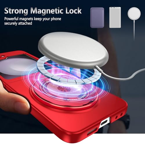 Magnetic Case for Samsung Galaxy Z Flip 6, [Compatible with MagSafe] Military Grade Shockproof Slim fit Samsung Z Flip 6 Phone Case with Magnetic Ring Kickstand, Red - color: Red, size: Samsung Galaxy Z Flip 6