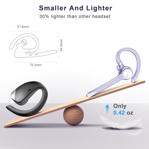 HEIBAS Bluetooth Headset, Wireless Earpiece with Mic for Work - color: Lilac Purple