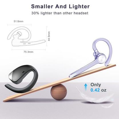 HEIBAS Bluetooth Headset, Wireless Earpiece with Mic for Work - color: Lilac Purple