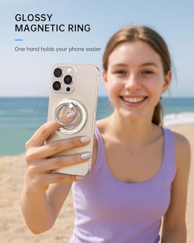 Magnetic Phone Ring Holder, Cute Magnetic Phone Grip, White Conch - color: White Conch