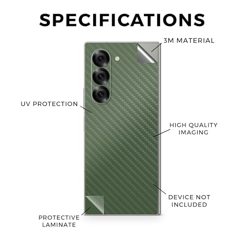 Carbon Fiber Phone Skin Compatible with Samsung Galaxy Z Fold 6 - Solid Olive - Premium 3M Vinyl Protective Wrap Decal Cover - Easy to Apply | Crafted in The USA by MightySkins - color: Solid Olive, style: Carbon Fiber Textured Finish