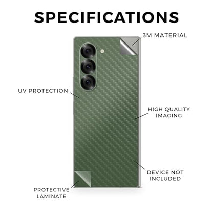 Carbon Fiber Phone Skin Compatible with Samsung Galaxy Z Fold 6 - Solid Olive - Premium 3M Vinyl Protective Wrap Decal Cover - Easy to Apply | Crafted in The USA by MightySkins - color: Solid Olive, style: Carbon Fiber Textured Finish