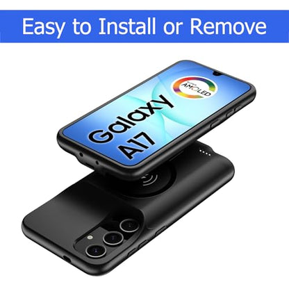 Battery Case for Galaxy A16/A17, [10000mAh] Slim Rechargeable Smart Extended Charging Case Compatible with Galaxy A16/A17(6.7 inch) Backup Power Battery Pack Charger Cover-Black - size: Galaxy A16/A17