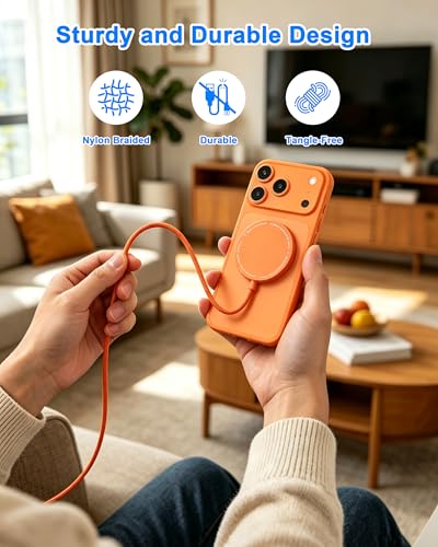 25W Magnetic Wireless Charger Apple Mag Safe Charger [Apple MFi Certified] - color: Orange, size: 4FT