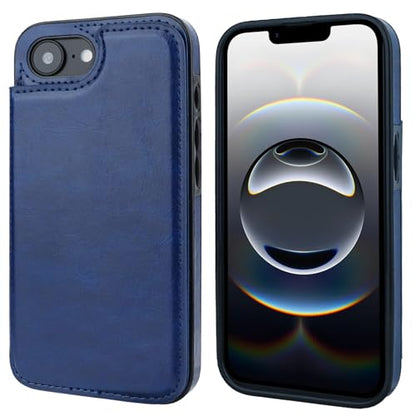 ONETOP for iPhone 17e/16e Wallet Case with Credit Card Holder,Blue | Kickstand,ID/Cash Holder,Case Wallet with Card Slots,Double Magnetic Clasp,Durable PU Leather Shockproof Cover for Women Men - color: Blue
