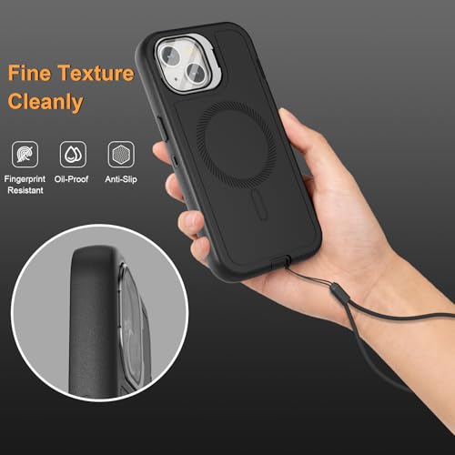 Follaroma for iPhone 13 Case with Stand & Built-in Camera Cover, MagSafe Compatible, Heavy-Duty Shockproof Protection, Magnetic & Rugged Phone Cover for iPhone 13 6.1'', Black - color: Black