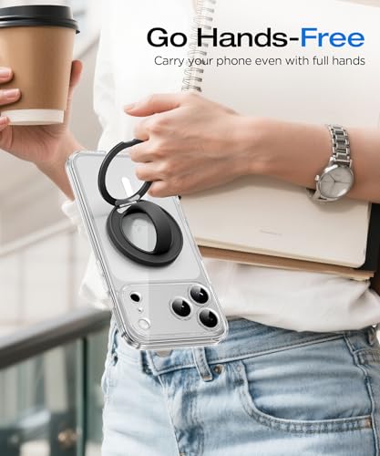 Magnetic Phone Grip, 360° Rotation & 180° Flip Universal Phone Ring Stand, Silicone Phone Ring Holder for Back of Phone for iPhone 17/16/15/14/13/12 Pro Max/Plus, Black - color: Black