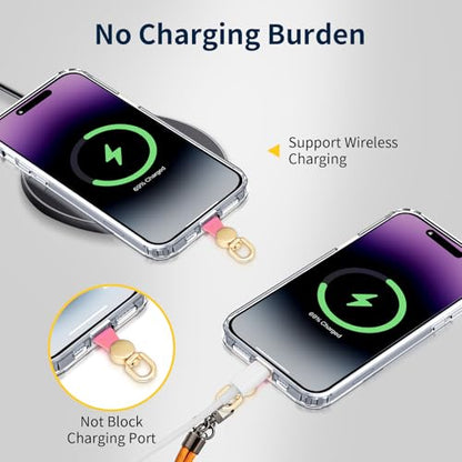 360°Rotatable Phone Tether Tab,3 Pieces Universal Phone Lanyard Patch Without Adhesive,Phone Lanyard Replacement Part for Cell Phone Strap(Pink+Transparent) - color: Pink+Transparent