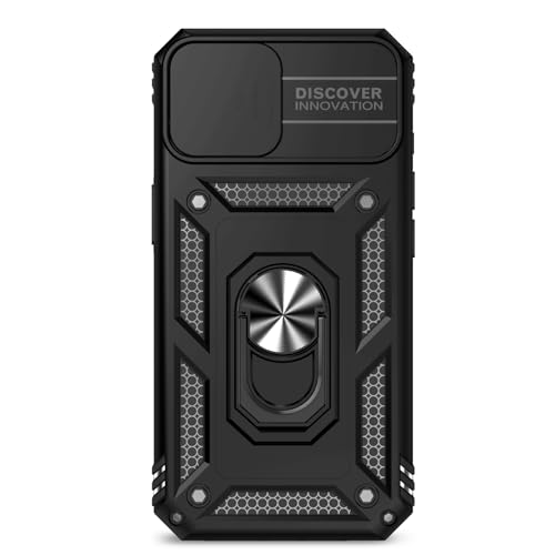 for iPhone 17E / iPhone 16E Case, with Camera Lens Cover HD Screen Protector, Dual Layer Military-Grade Drop Tested Magnetic Ring Holder Kickstand Protective Phone Case for iPhone 16E / 17E (Black) - color: Black with camera cover Military-Grade 2nd gen