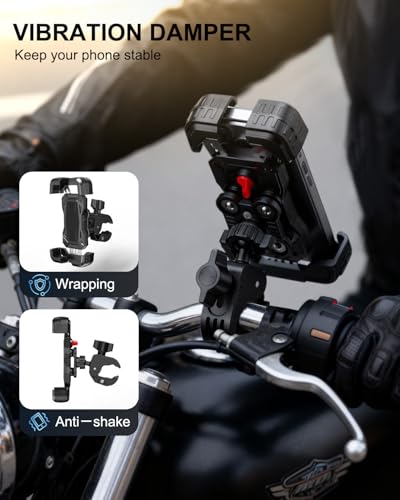 Motorcycle Phone Mount Vibration Dampener, Bike Phone Holder With Handlebar - color: Clamp Base