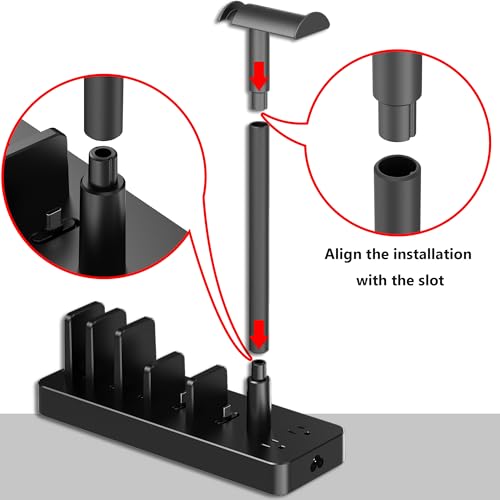 Drevet Charging Station for Multiple Devices, 6 Port USB C Fast Charger Station with 2 AC Outlets and Headset Stand, USB Charging Dock Compatible with Cellphone, Tablet, Kindle, iPhone, iPad and More