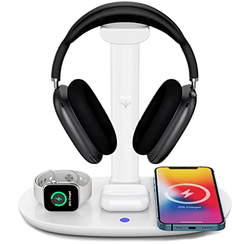 Wireless Charger Headphone Stand for AirPods Max, iPhone, Watch