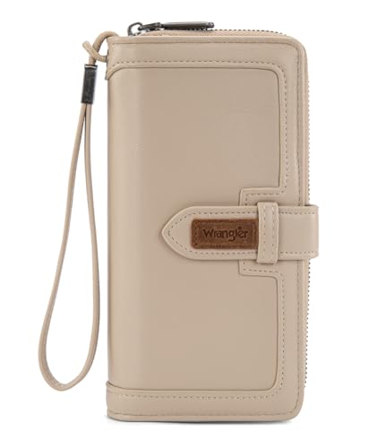 X Wrangler Women's Wallets Bifold Wristlet Wallets for Women Large Capacity Credit Card Wallet with ID Window - color: Apricot