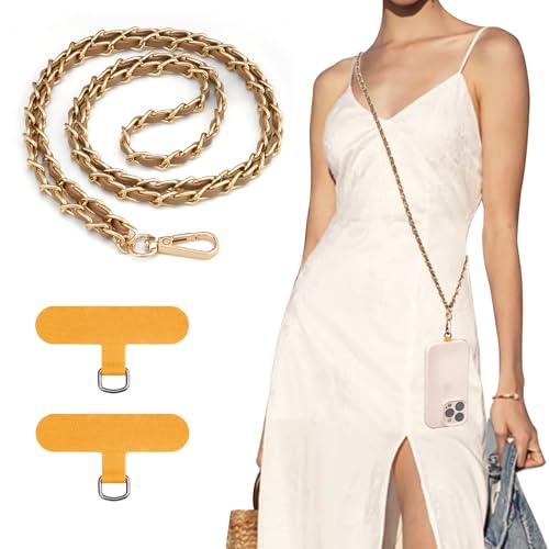 TiMOVO Phone Lanyard Metal Chain Crossbody, Khaki - color: Khaki, size: Standard