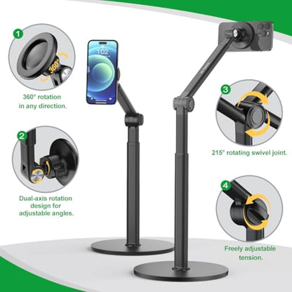 Magnetic Overhead Phone Stand for Desk, 2-Section Telescoping