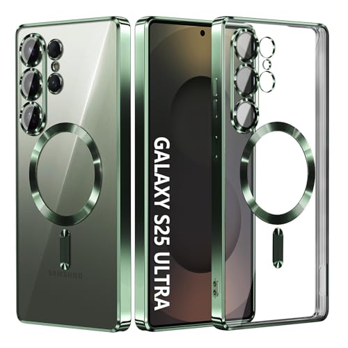 Compatible with Samsung Galaxy S25 Ultra Case（Only）.Magnetic Cover for S25 Ultra. Glossy Slim Thin Soft funda capa para for Galaxy S25 Ultra 6.9 inch.Compatible with MagSafe (Deep Green) - color: Deep Green