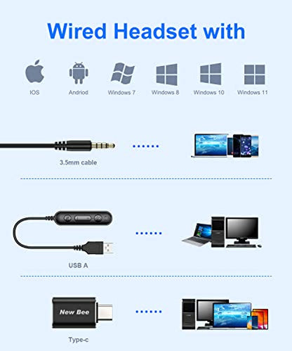 New bee USB Headset with Microphone for PC Computer Headset