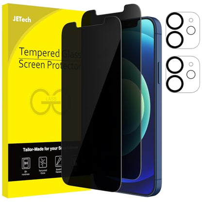 JETech Privacy Screen Protector for iPhone 12, 2+2 Pack - size: iPhone 12