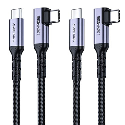 Long USB C 3.1 Data Cable Right Angle, 10FT 2 Packs, 100W Fast Charge - size: 100w - 10ft, 10ft