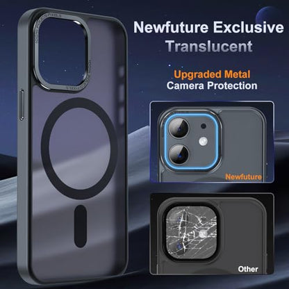 Newfuture Magnetic for iPhone 11 Case Matte Shockproof, Black | Military Drop Protection, Slim Matte Anti-Fingerprint, Compatible with Magsafe, Camera Guard, Translucent Protective Cover - color: Black, size: iPhone 11 6.1inch