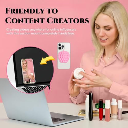 CIEO SuctionPhone Grip, Strong Silicone Suction,Strawberry Sticky Grip,Suitable for Selfies and Videos on Mirrors, Bathrooms and Smooth Surfaces, Compatible with iPhone (Pink) - color: Pink