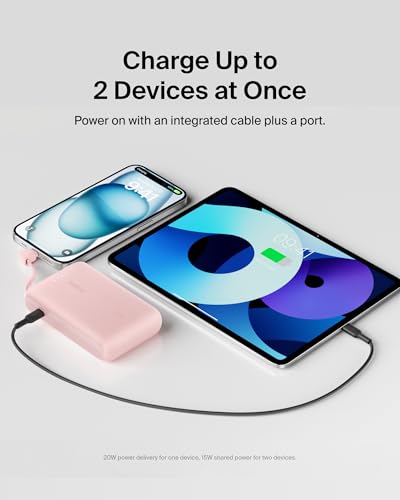 Belkin 10000mAh 20W USB C Power Bank, Portable Charger for iPhone & iPad - color: Pink, style: 10K mAh