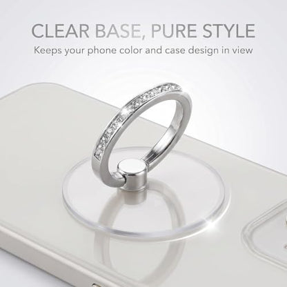 3 Pcs Finger Ring Set Stands Cellphone Ring Holder, Rhinestones Phone Holder 360° Rotation Ring Stand, Clear Cell Phone Kickstand for Most of Phones, Tablets