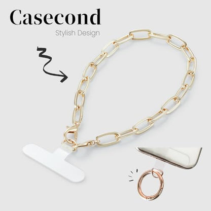 Crossbody Phone Lanyard Chain Shoulder Cell Phones Strap Charm Neck Chain with Wrist Strap Finger Grip 3 Pad Patches Tether Anti Theft Universal for iPhone 17 Pro Max 16 15 14 13 Samsung Gold - color: O-gold Set
