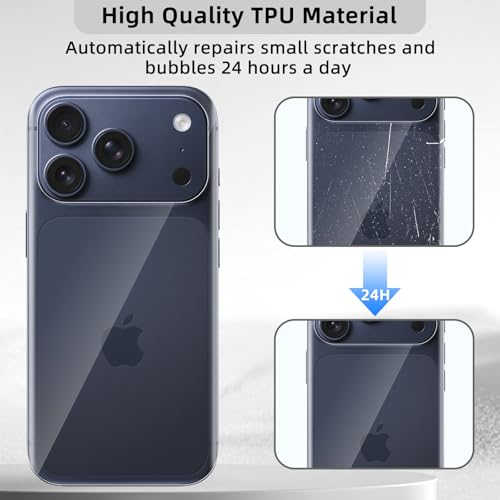 [2+2 Pack Flexible Back Screen Protector + Tempered Glass Camera Lens Protector for iPhone 17 Pro, HD Clear Anti Scratch Self-Healing Not Glass Full Wrapped Edge Soft TPU Hydrogel Film